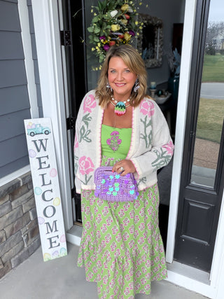 floral caridgan sweater