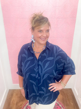 The Leafline Blouse | Navy