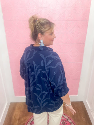 The Leafline Blouse | Navy