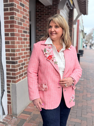 floral embroidered blazer jacket