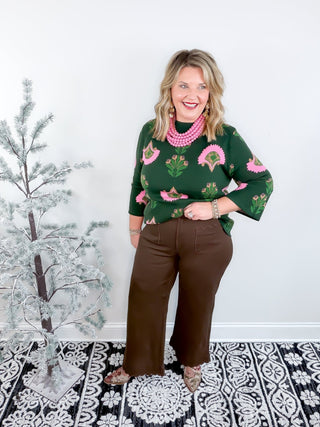 brown scallop edge pants