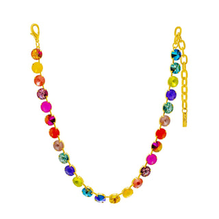 Colorful gemstone necklace with a gold chain 