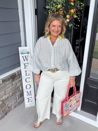 The Sweet Stitch Barrel Jeans | White