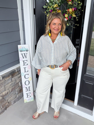 The Sweet Stitch Barrel Jeans | White