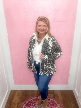 the wild wash jacket, jacket, barn jacket, corduroy collar, leopard, fall jacket