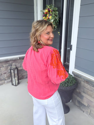 THML | Pink Horizon Embroidered Top