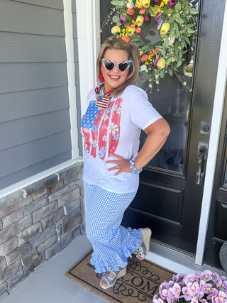 Timeless Gingham Tiered Crop Pants