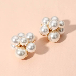 Pair of pearl cluster earrings.