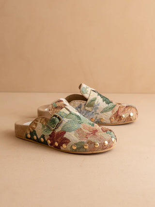 Toni Floral Tapestry Studded Buckle Clog