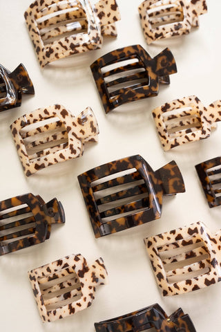 Tortoise Large Square Flat Hair Clip