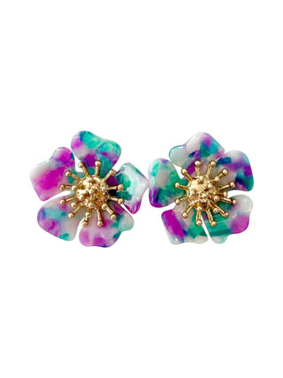 Floral earrings with gold centers