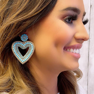 Treasure Jewels | Blue Heart Beaded Earrings