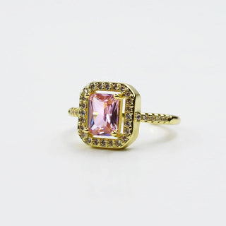 Treasure Jewels gold ring with a pink gemstone 
