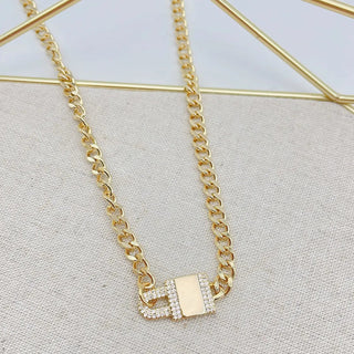 "Treasure Jewels" Lock Pave Necklace