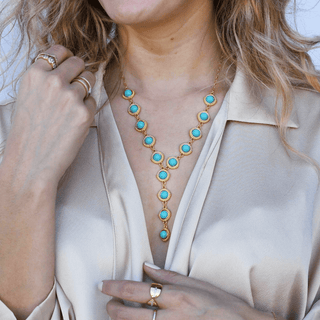 Treasure Jewels | Turquoise Cascade Gold Boho Statement Necklace