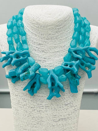 Triple-Row Branch Coral Statement Necklace