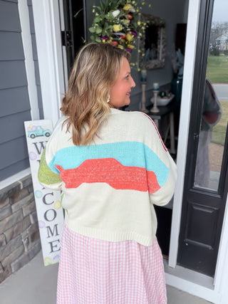 Tropical Palm & Wine V-Neck Cardigan