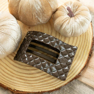 Truly Taupe Quilted Large Flat Rectangle Hair Clip