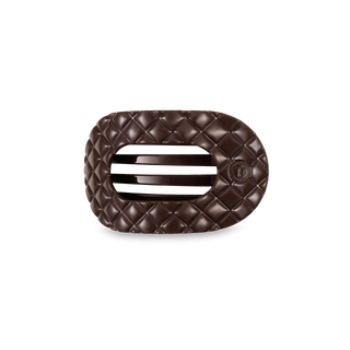 Truly Taupe Quilted Small Flat Round Hair Clip