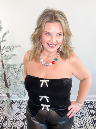 black velvet sleeveless top