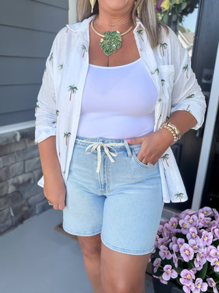 vervet drawstring denim jean shorts