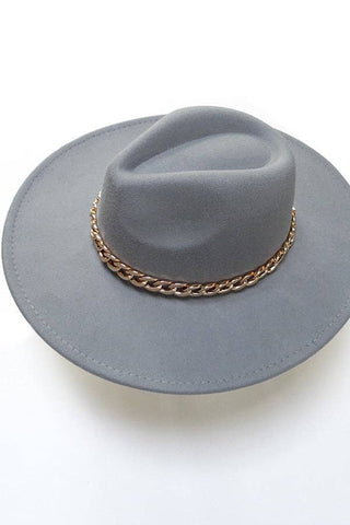 Vintage Fedora Hat With Gold Chain