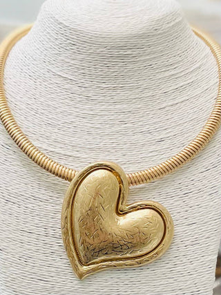 Gold vintage heart choker necklace