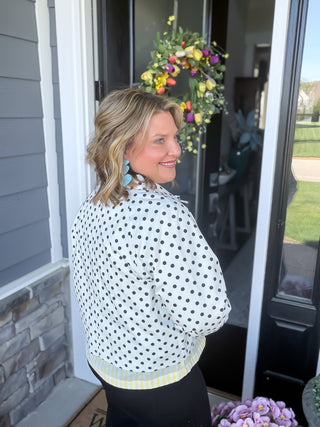 Vintage-Inspired Polka Dot Boxy Jacket