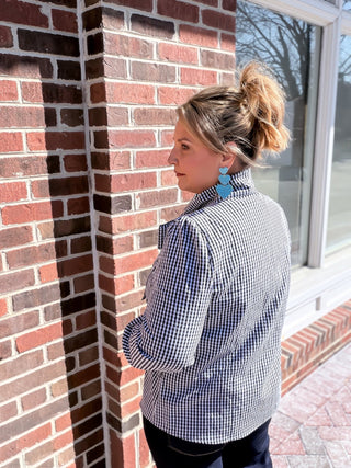 Vintage Plaid Bow-Tie Blouse