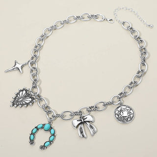 Vintage Turquoise Celestial Charm Necklace