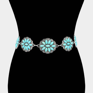 Turquoise flower-shaped belt.