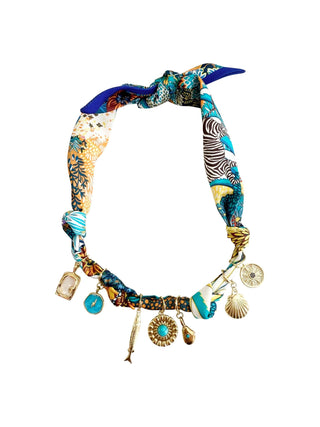 A nautical and coastal themed scarf necklace.