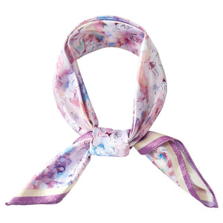 Floral patterned square bandana scarf.
