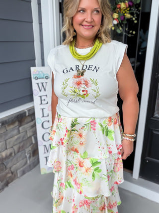 Whimsical Garden Embroidered Top