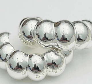 Wide Bubble Hoop Earrings | Silver