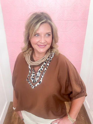 Wild At Brunch Blouse | Caramel