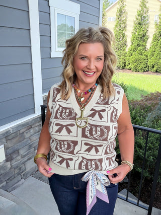 horseshoe and bows sweater vest