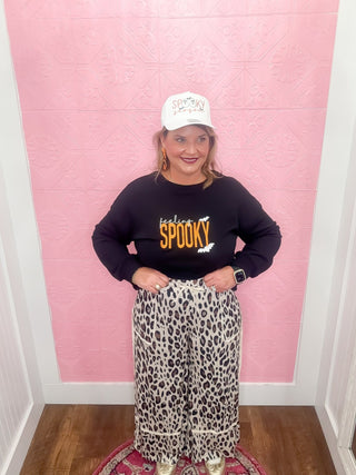 Wild & Wide Cropped Pants, drawstring, leopard pants, crop, ribbon detail, fall