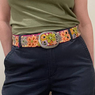 Wildflowers Hand-Embroidered Wool Belt