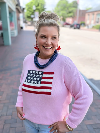american flag pink sweater