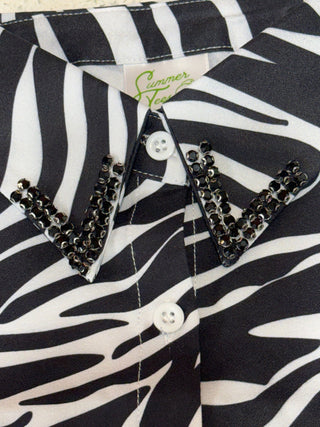 Zebra Jewel Collar Dickie