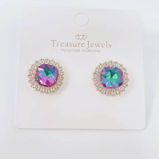 "Treasure Jewels" Teal Multi Radiance Stud Earrings