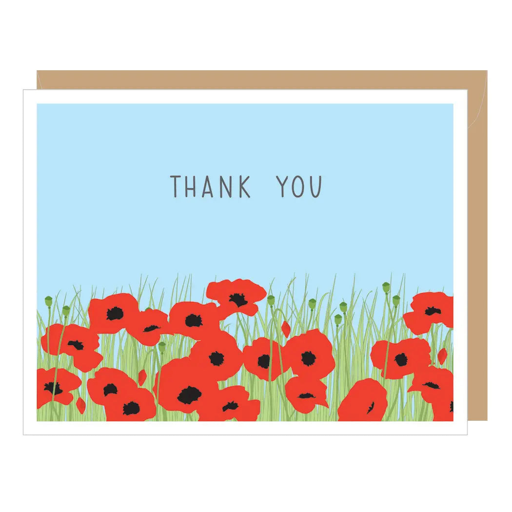 Poppy Field Thank You Note Card