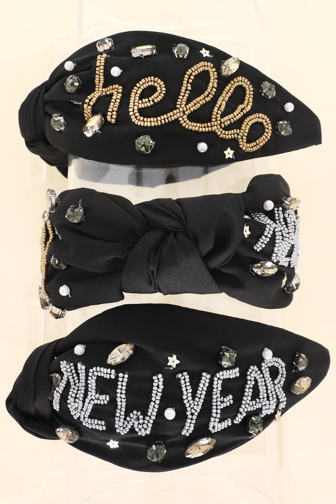 Hello New Year Crystal Beaded Headband
