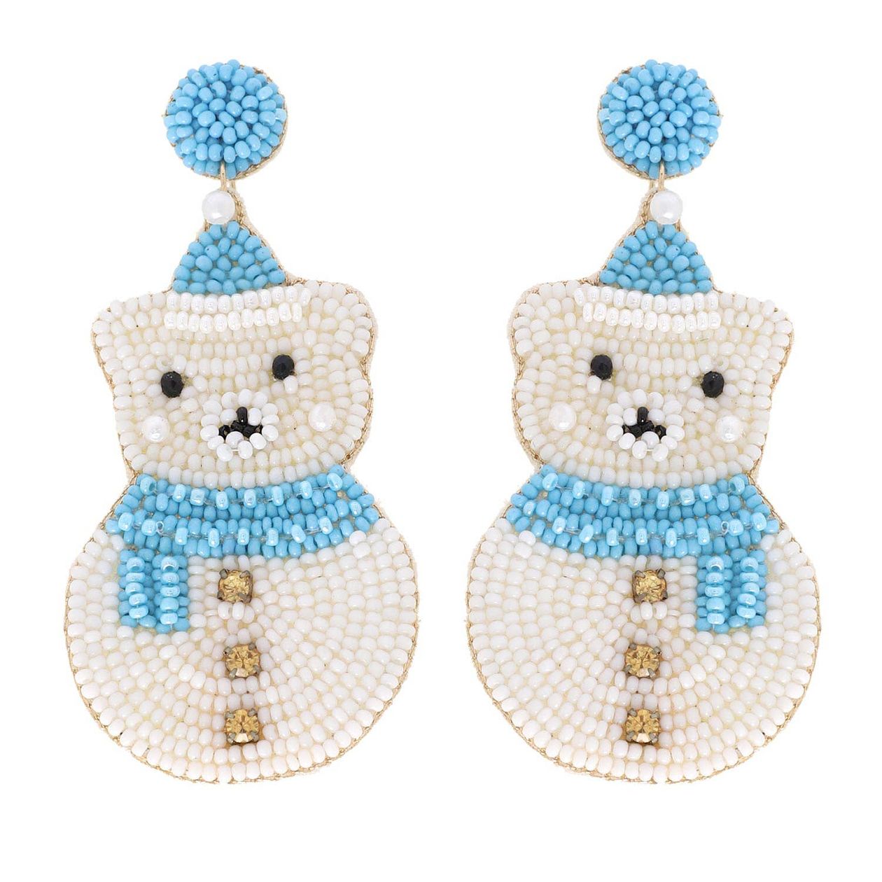 Polar Bear Snowman Christmas Beaded Earrings