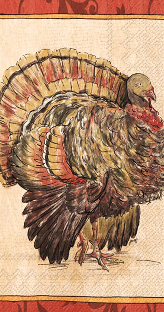 Paper Guest Towels 16 ct Painterly Turkey Fall/Thanksgiving