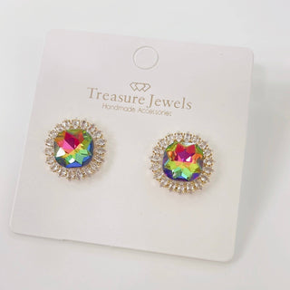 "Treasure Jewels" Lime Multi Radiance Stud Earrings