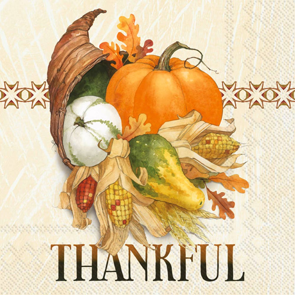 Paper Cocktail Napkins Pack of 20 Thankful Cornucopia Fall