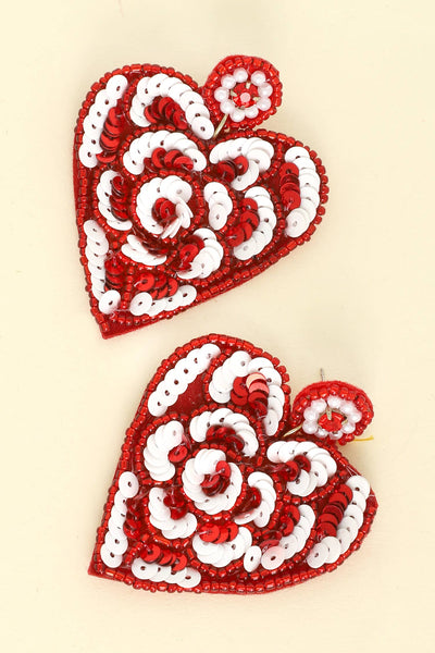 Love Blossom Heart Beaded Earrings