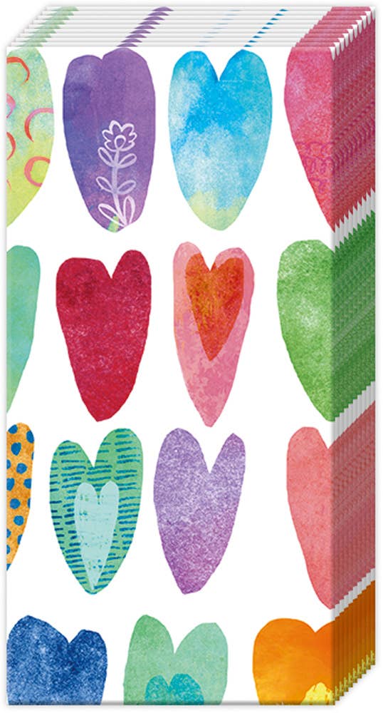 Pocket Tissues Pack of 10 Rainbow Hearts Valentine